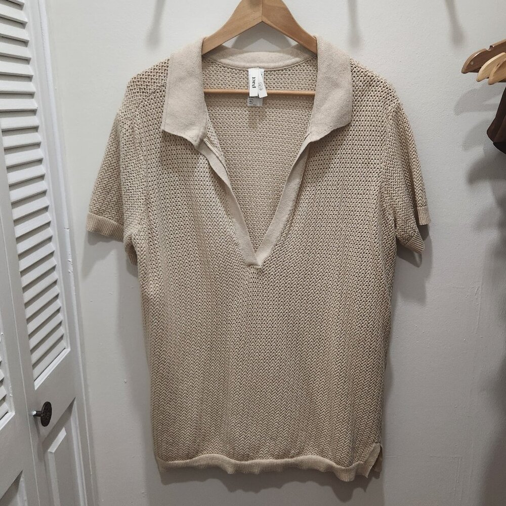 Pact Organic Cotton Honeycomb Knit Polo Sweater - XL